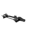 Black Transfer™ v2 bicycle roof rack tray with a built-in wheel holder, shown isolated on a white background.