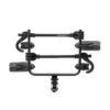 A black Transfer™ v2 Kuat bicycle rack for mounting two bikes on a vehicle hitch, displayed against a white background.
