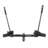 The Transfer™ v2 is a black Kuat hitch-mount bicycle rack featuring two upright arms and wheel holders for secure vehicle transport.