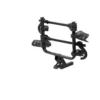 The Transfer™ v2 is a black metal platform-style hitch bike rack for two bikes, featuring wheel trays and attachment arms, displayed against a white background.