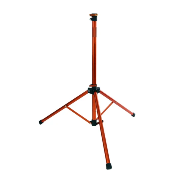 The Tri Doc - Trail Doc Stand is an orange metal tripod with a central vertical column and three adjustable legs, displayed on a white background.