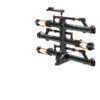 The NV™ 2.0 is a black and orange metal bike rack with four mounting arms, designed to carry multiple bicycles, shown isolated on a white background.