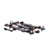 The NV™ 2.0 is a folded black bike rack with orange accents, designed to hold multiple bicycles, displayed on a plain white background.
