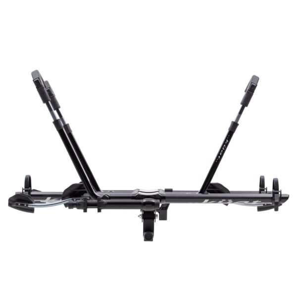 The NV™ 2.0, a black hitch-mounted bike rack with two support arms, is shown from the rear against a white background.