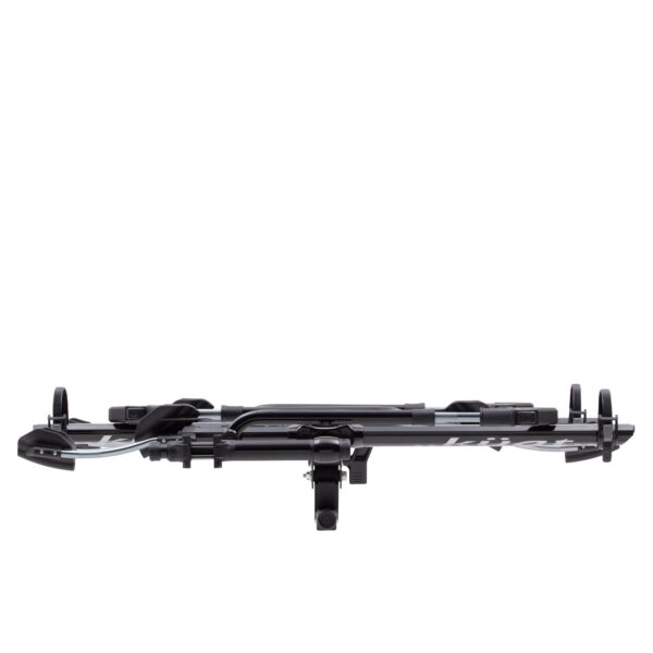 The NV™ 2.0 is a black, metal hitch-mounted rack that holds two bikes, displayed from the rear against a white background.