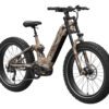 The Onyx ST Ebike features a camouflage pattern, wide knobby fat tires, a front suspension fork, and an integrated frame battery.
