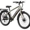The Mesa Lite Ebike, shown in silver with a rear rack, black saddle, disc brakes, and front/rear fenders, is pictured from an angled side view against a white background.