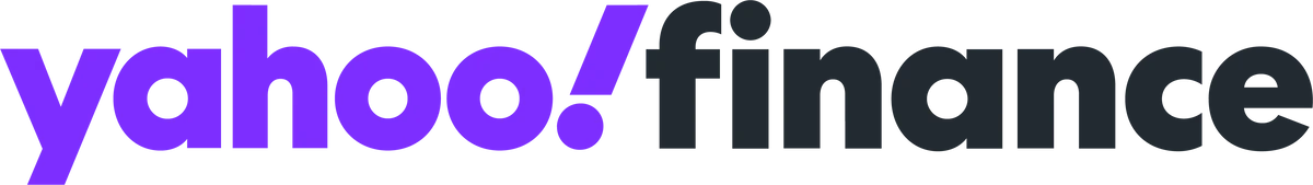Yahoo! Finance logo with “yahoo!” in purple and “finance” in black, underlined with a purple line.