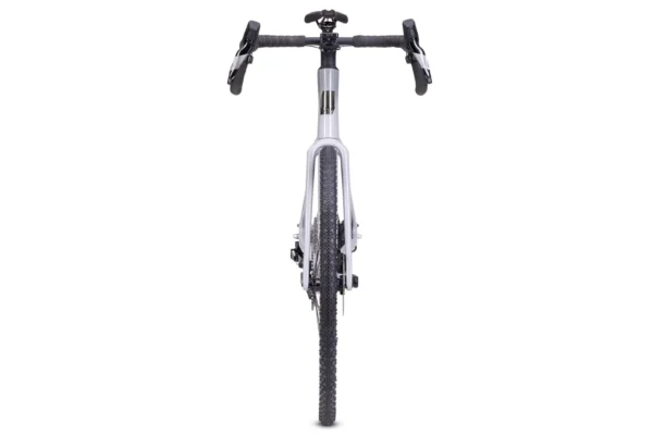 Front view of the CF Racer1, a modern road bicycle with drop handlebars and knobby tires, positioned upright against a white background.