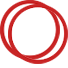 Two red circles overlapping partially on a white background.