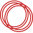 Three overlapping red circles forming a Venn diagram-like pattern on a white background.