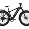 Black Aventon fat tire electric mountain bike with a rear rack and fenders.