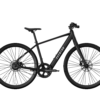 Matte black Aventon e-bike with a step-over frame and disc brakes.