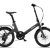 Black Urtopia folding e-bike with a rear rack and small wheels.
