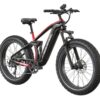 Black and red Mokwheel Obsidian full-suspension electric fat tire bike.
