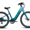 Teal Aventon step-through electric bicycle.