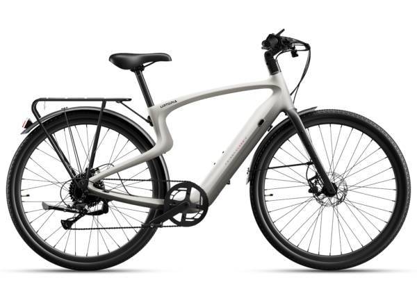 Urtopia Carbon Classic electric bicycle in matte gray with a rear cargo rack.